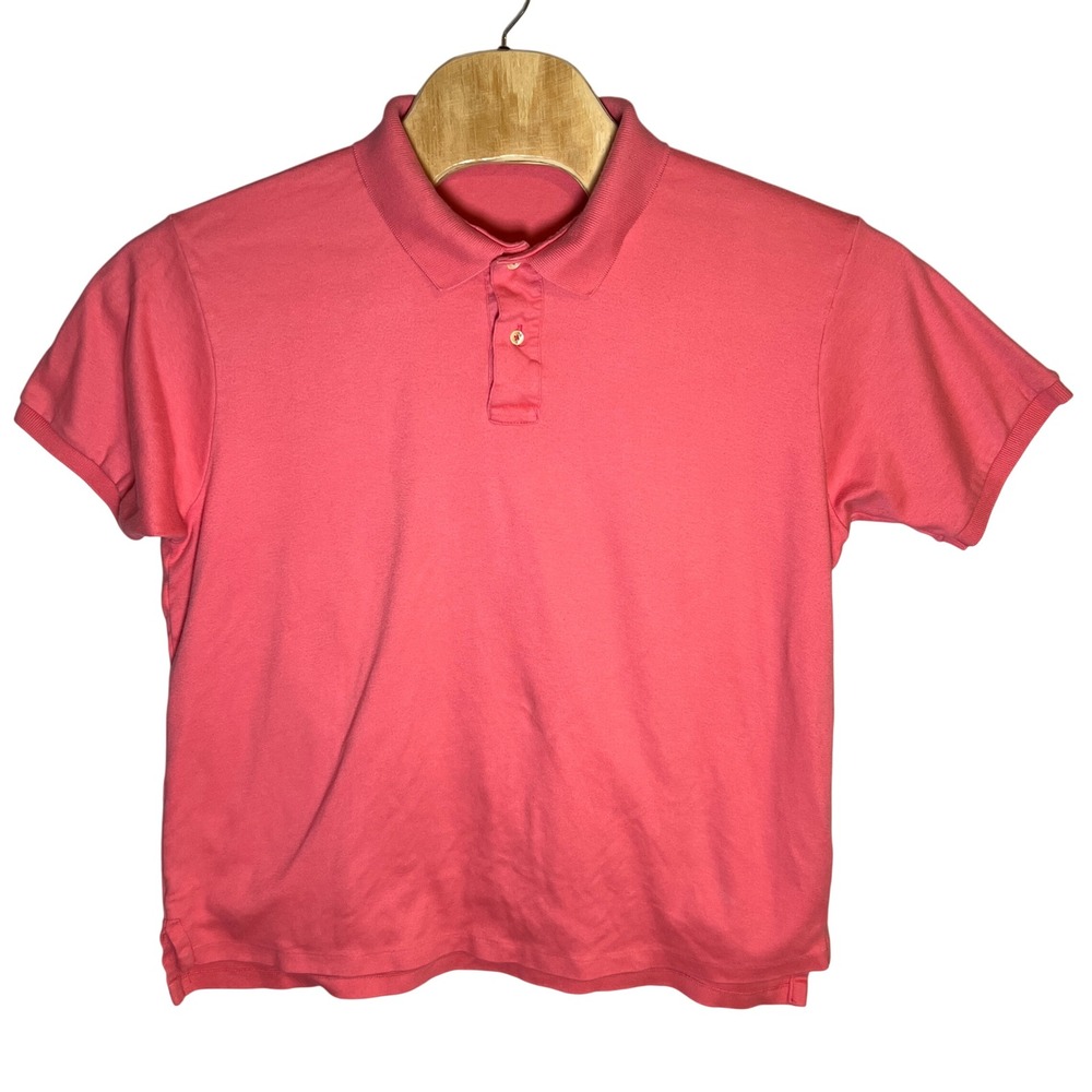 Vintage 90s J.Crew Coral Pink Polo Shirt Mens XL Made in USA Oarsman